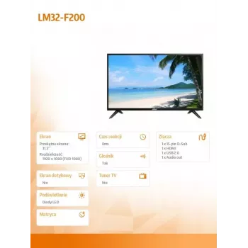 LCD monitors DAHUA LM32-F200 31,5 collu Full HD 1920x1080 LED, 60 Hz, 8 ms, HDMI+VGA, skaļruņi, VESA 75x75