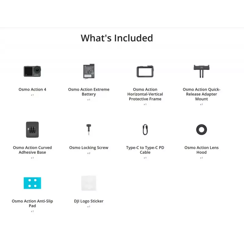 DJI Osmo Action 4 darbības kamera — 4K Ultra HD, CMOS sensors, 155° redzeslauks, MicroSD līdz 512 GB, ūdensnecaurlaidīga līdz 18 m, 145 g