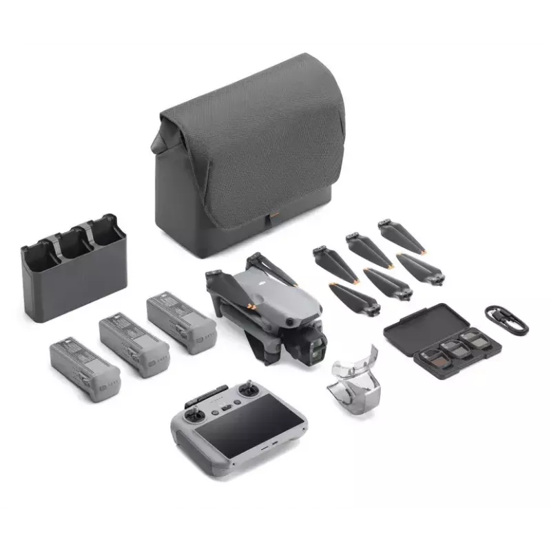 Kvadrokopteris DJI Air 3s Fly More Combo — 50 MP kamera, 4K 3840×2160, 27 m/s, 32 000 m diapazons, 4276 mAh akumulators, pelēks
