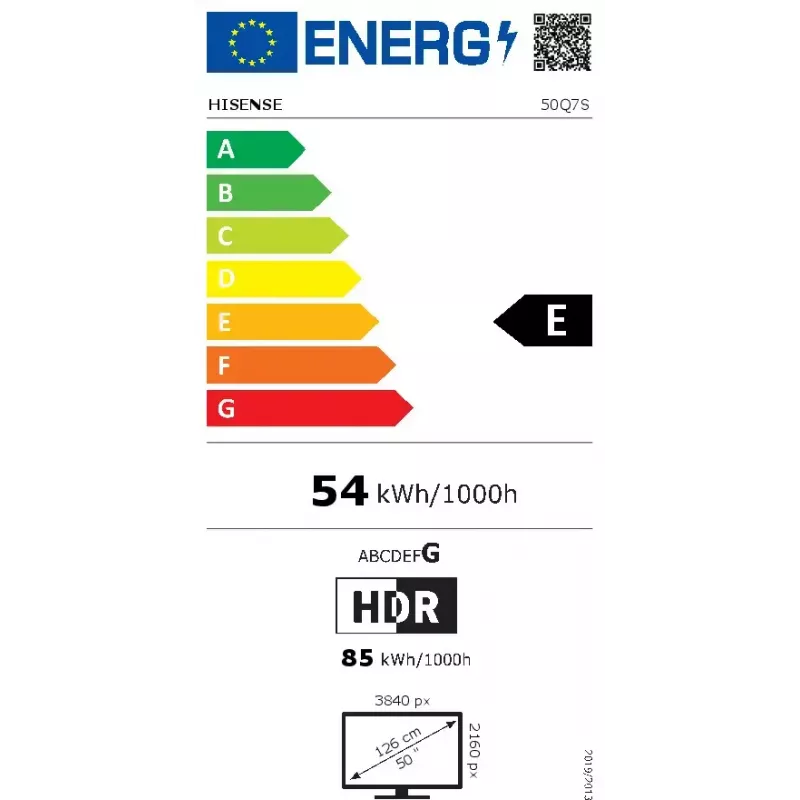 TV Hisense 50Q7S 50 collas (127 cm) QLED 4K Ultra HD viedtelevizors, Direct-LED, HomeOS, Wi‑Fi, melns