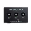 Audio interfeiss M-Audio M-Track Solo — USB 16 bitu/48 kHz, 1-ieeja/1-izeja, XLR/TRS kombinētā un instrumentu ieeja, 48 V fantoma barošana, austiņu izeja