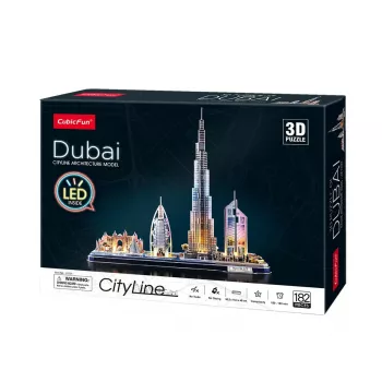 3D Puzzle CubicFun City Line Dubai LED, 182 gab., 532×48 mm, vecums 10+