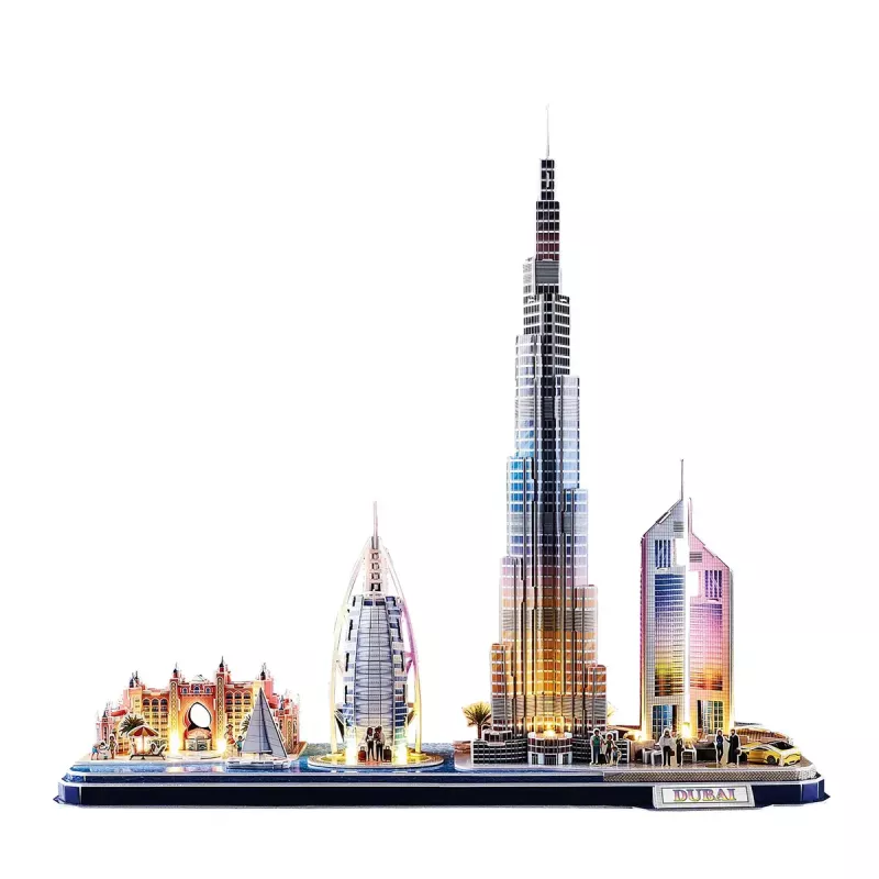 3D Puzzle CubicFun City Line Dubai LED, 182 gab., 532×48 mm, vecums 10+