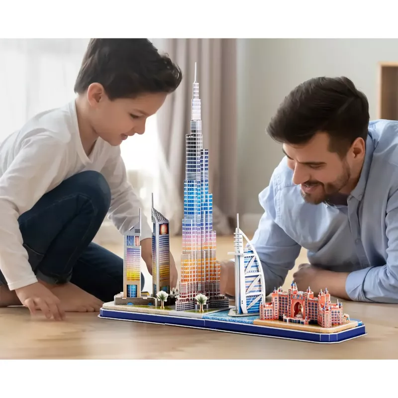 3D Puzzle CubicFun City Line Dubai LED, 182 gab., 532×48 mm, vecums 10+