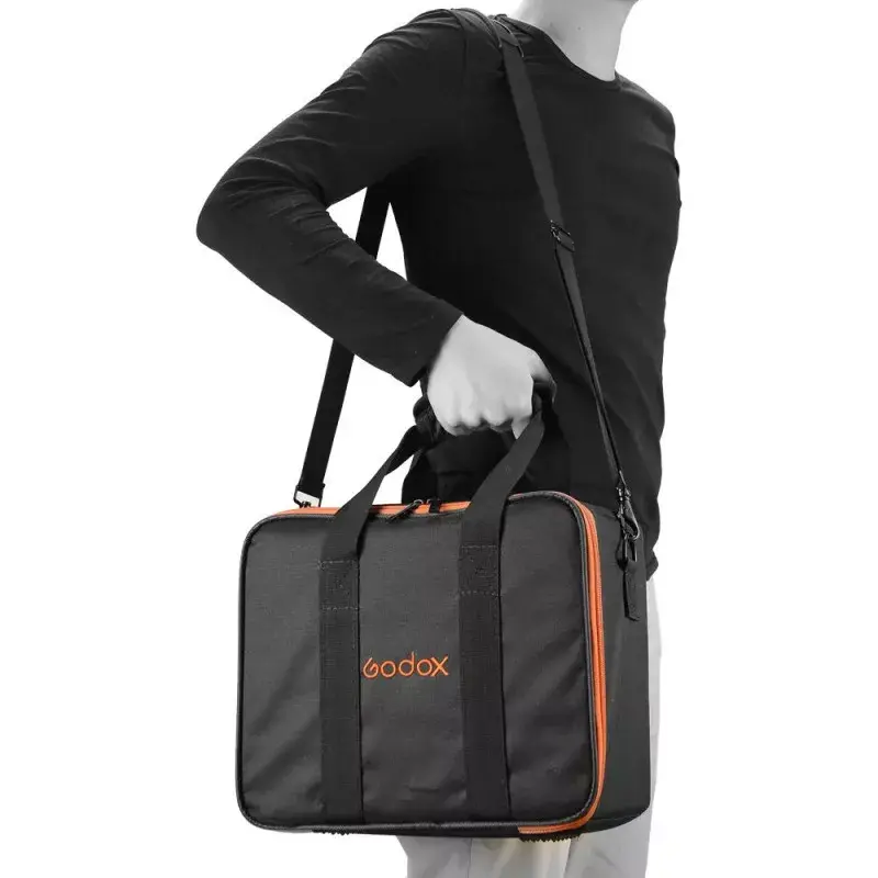 Kameras korpusa futrālis Godox CB-12 AD600Pro, flanele/neilons, melns un oranžs, ar plecu siksnu