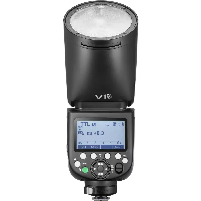 Camcorder flash Godox V1Pro 1.5s recycle time baterija powered Sony Saderīga