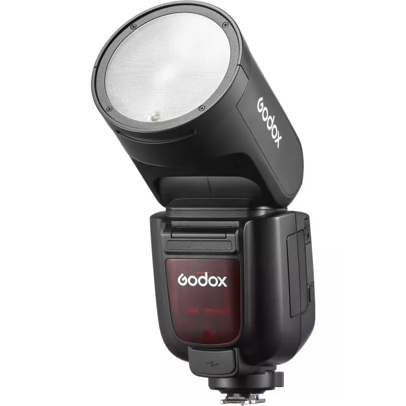 Camcorder flash Godox V1Pro 1.5s recycle time baterija powered Sony Saderīga