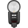 Camcorder flash Godox V1Pro 1.5s recycle time baterija powered Sony Saderīga