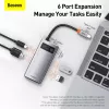 Baseus Metal Gleam USB 3.2 Gen 1 Type-C pelēka 100W Power Delivery 4K Ultra HD