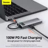 Baseus Metal Gleam USB 3.2 Gen 1 Type-C pelēka 100W Power Delivery 4K Ultra HD