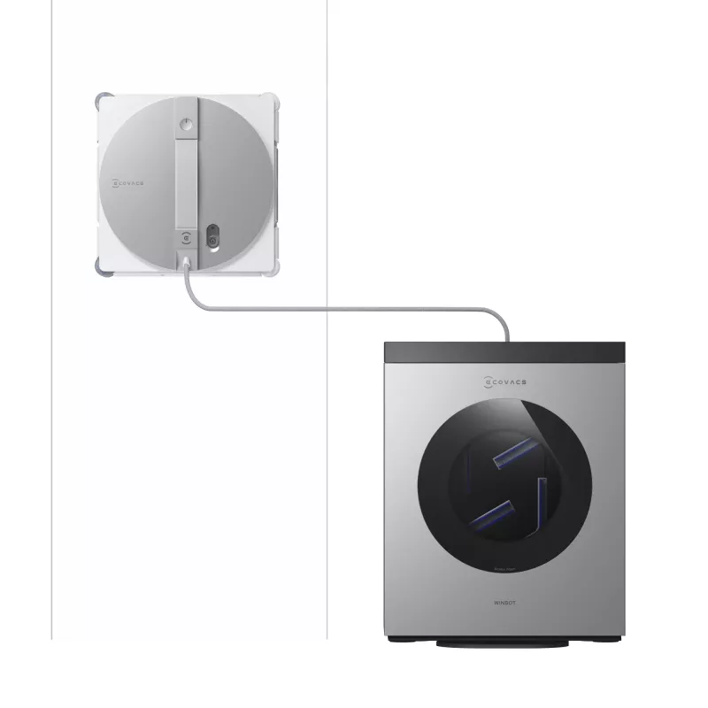 Logu tīrīšanas robots Ecovacs WINBOT W3 OMNI, akumulators 4500 mAh, 270×270×76 mm, sudraba/balts