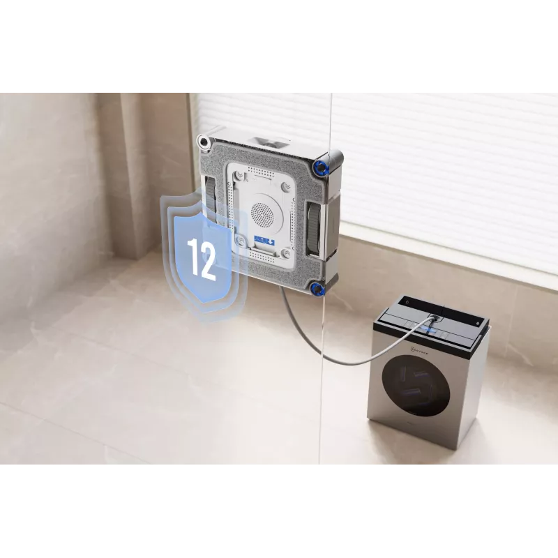 Logu tīrīšanas robots Ecovacs WINBOT W3 OMNI, akumulators 4500 mAh, 270×270×76 mm, sudraba/balts