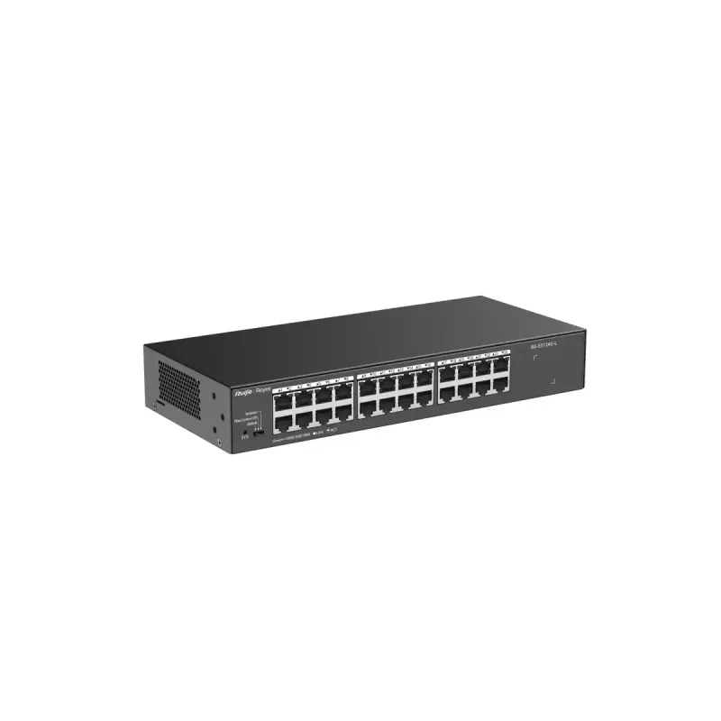 Nepārvaldāms L2 tīkla slēdzis RUIJIE RG-ES124G-L — 24x Gigabit (10/100/1000), 48 Gbit/s, 8000 MAC, statņu montāža