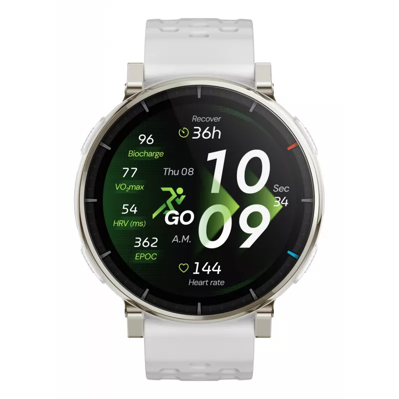 Smartwatch Amazfit Active 3 — 3,35 cm (1,32 collas) AMOLED, 466×466, skārienekrāns, GPS, 365 mAh, silikona siksniņa