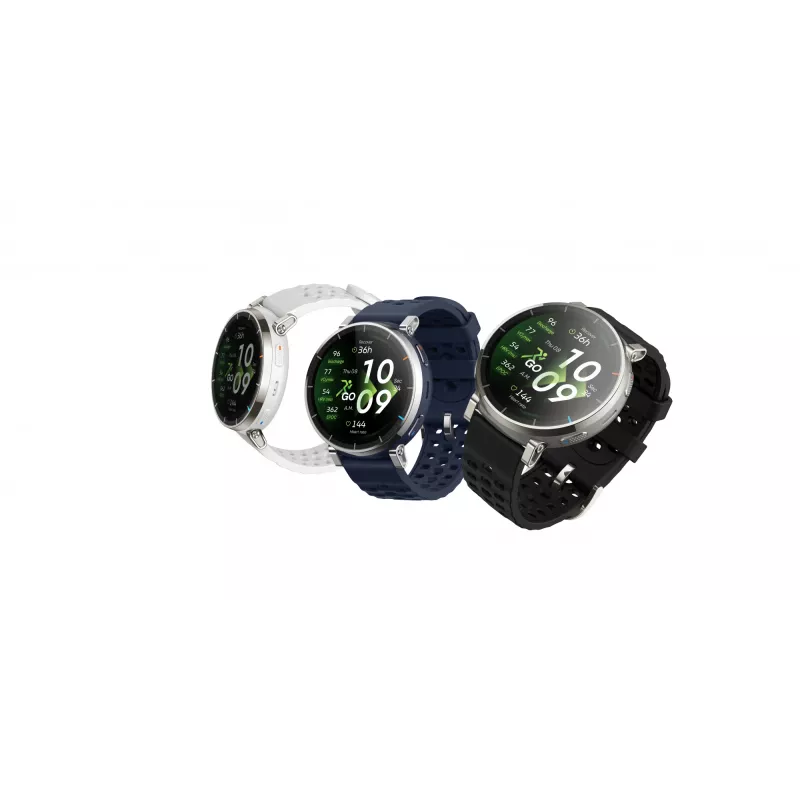 Smartwatch Amazfit Active 3 — 3,35 cm (1,32 collas) AMOLED, 466×466, skārienekrāns, GPS, 365 mAh, silikona siksniņa