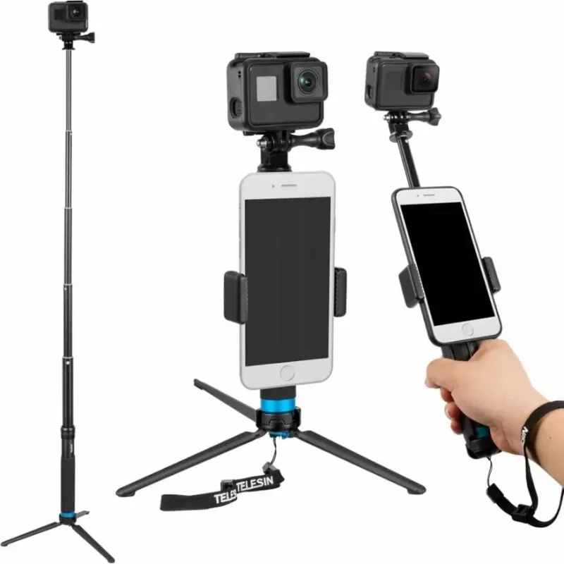Pašfoto statīva tripods Telesin GP-MNP-090-S regulējams augstums viegls