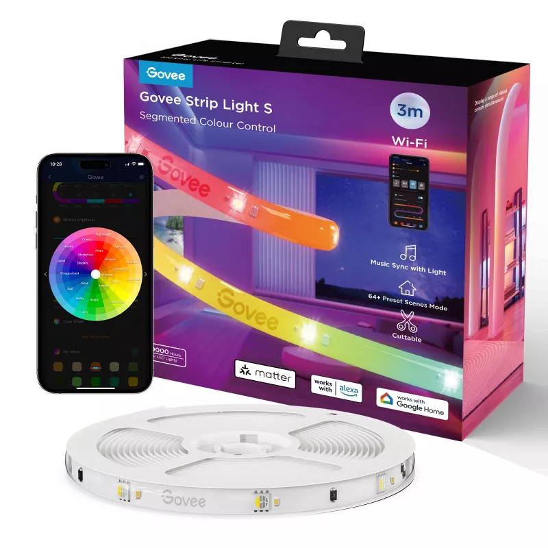Govee H612FCD1 RGB LED lentes gaisma, 3 metri
