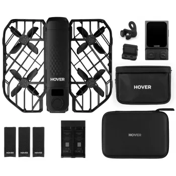 Mini-drons HOVERAir X1 Pro — 4 rotori, 12 MP kamera, 4K video, 1000 m diapazons, 1920 mAh baterija, 32 GB iekšējā atmiņa, melns