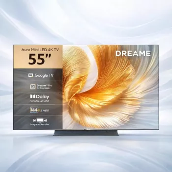 Smart TV Dreame Aura S100 55 collas, QLED+ (Mini Led), 4K UHD, Google TV, 144Hz, AI procesors, integrēta skaņas josla, melns