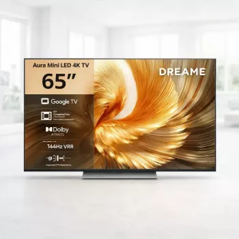 Smart TV Dreame Aura S100 65 collu televizors, QLED+ (Mini LED), 4K UHD, Google TV, 144 Hz, AI procesors, iebūvēta skaņas josla, melns