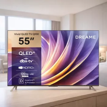 Smart TV Dreame Vivid Q100 55 collas, QLED+, 4K UHD, Google TV, 120Hz, AI procesors, melns