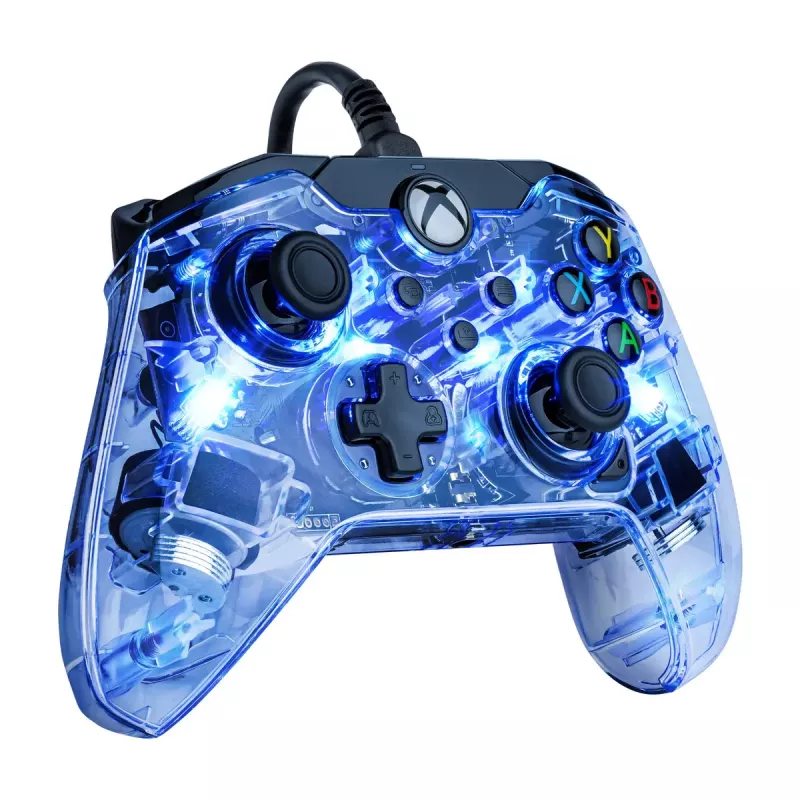 PDP Afterglow vadu kontrolieris, zils/caurspīdīgs, USB, Xbox One, Series X/S