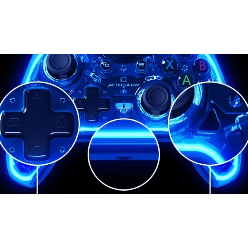 PDP Afterglow vadu kontrolieris, zils/caurspīdīgs, USB, Xbox One, Series X/S