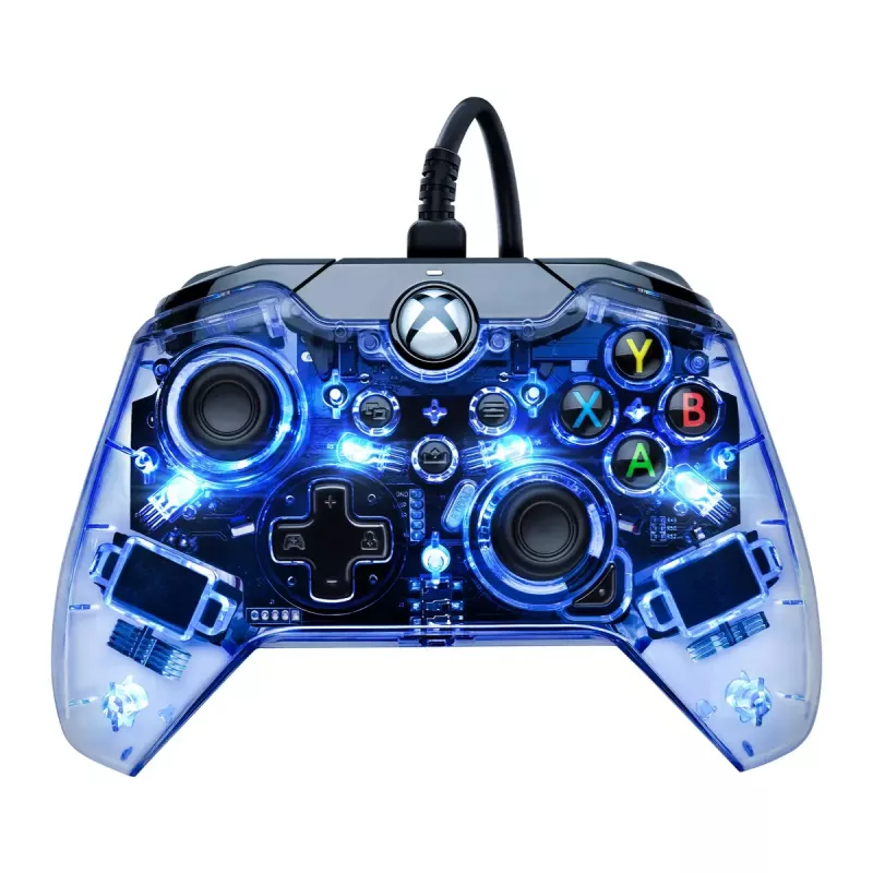 PDP Afterglow vadu kontrolieris, zils/caurspīdīgs, USB, Xbox One, Series X/S