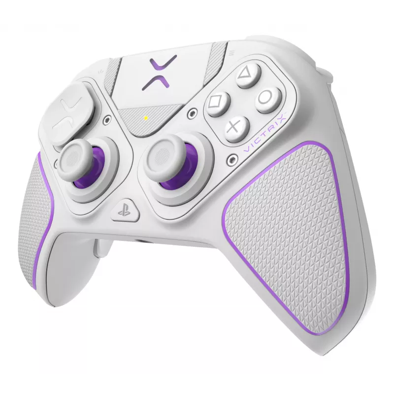 Spēļu kontrolieris VICTRIX 052-002-WH ar vadu un bezvadu savienojumu RF/USB, USB-C, 2000 mAh, PC/PS4/PS5, violets/baltums