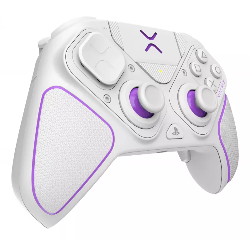 Spēļu kontrolieris VICTRIX 052-002-WH ar vadu un bezvadu savienojumu RF/USB, USB-C, 2000 mAh, PC/PS4/PS5, violets/baltums