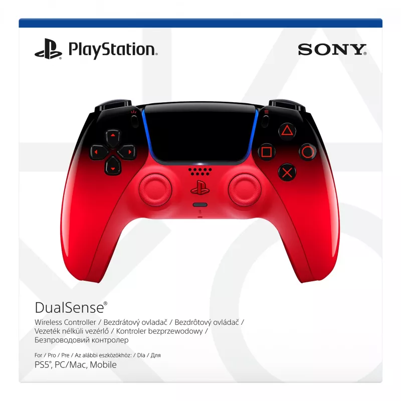 Gamepad Sony DualSense priekš PlayStation 5 — Bluetooth/USB, Baterija, Melns/Sarkans, USB-C, 188×69×189 mm