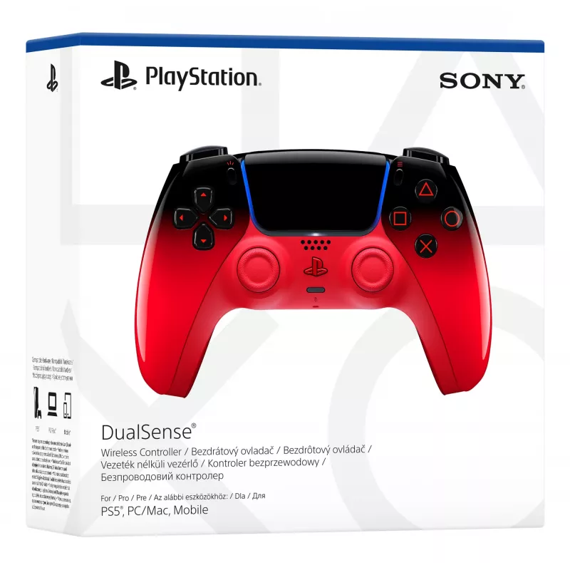 Gamepad Sony DualSense priekš PlayStation 5 — Bluetooth/USB, Baterija, Melns/Sarkans, USB-C, 188×69×189 mm