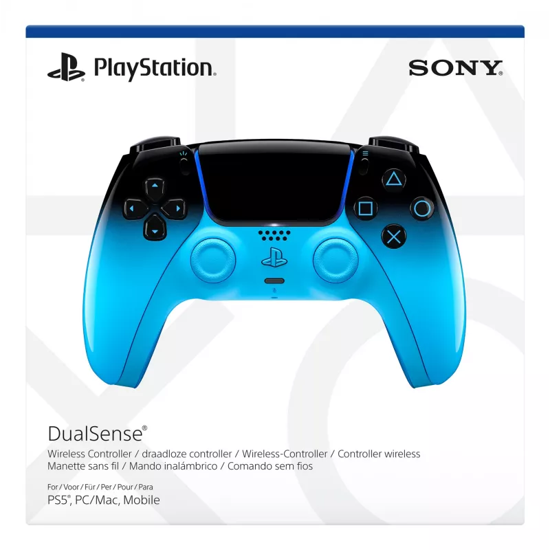 Gamepad Sony DualSense priekš PlayStation 5, Bluetooth/USB, Melns/Zils, USB-C, darbināms ar baterijām