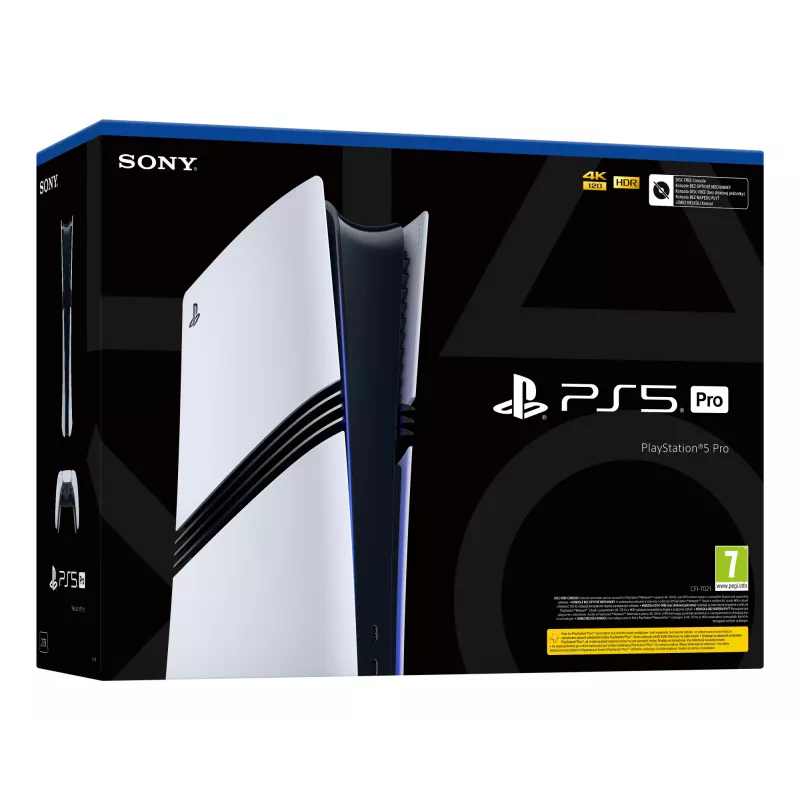 Spēļu konsole Sony PlayStation 5 Pro – 2 TB SSD, GDDR6, Wi‑Fi 6/7, Ethernet, 8K atbalsts, melns/baltss
