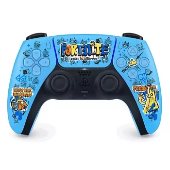 Gamepad Sony DualSense bezvadu PlayStation 5 kontrolieris — modelis 9593973, zils, Fortnite tēma, Bluetooth/USB, darbināms ar baterijām