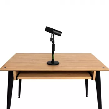 Galda mikrofona statīvs Shure SH-DESKTOP1, apaļa metāla pamatne, 3/8 collu vītne, augstums 26,7–40,6 cm, melns