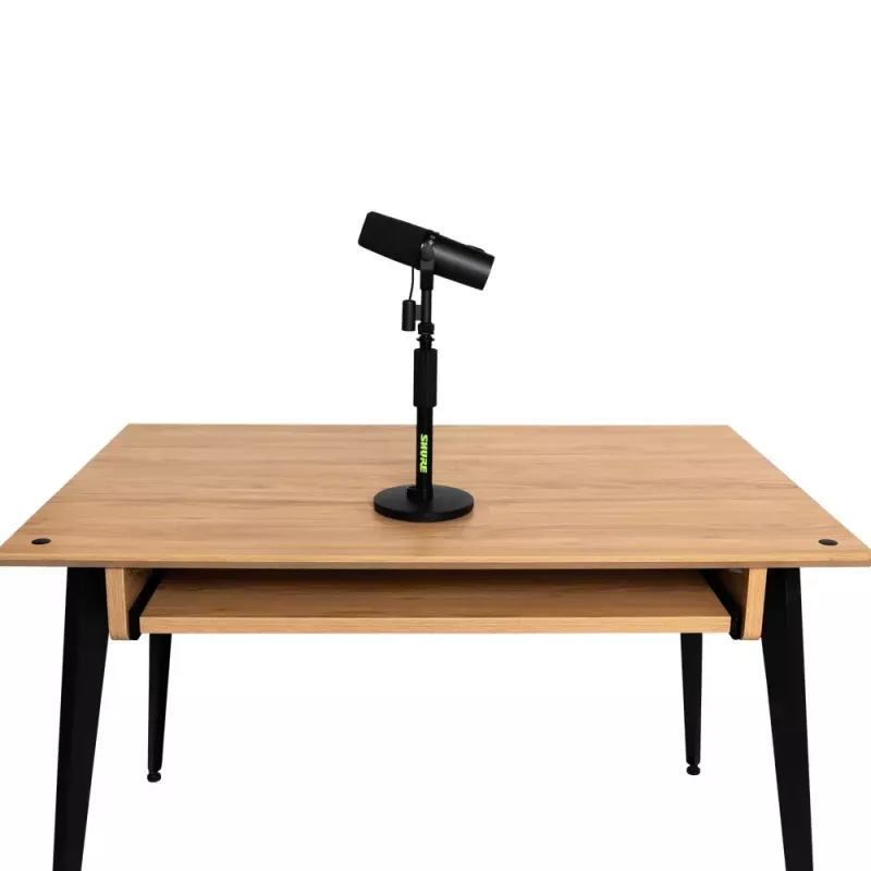 Galda mikrofona statīvs Shure SH-DESKTOP1, apaļa metāla pamatne, 3/8 collu vītne, augstums 26,7–40,6 cm, melns