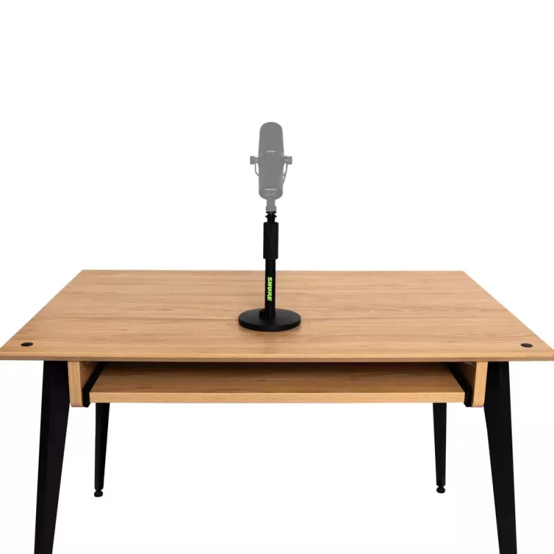 Galda mikrofona statīvs Shure SH-DESKTOP1, apaļa metāla pamatne, 3/8 collu vītne, augstums 26,7–40,6 cm, melns