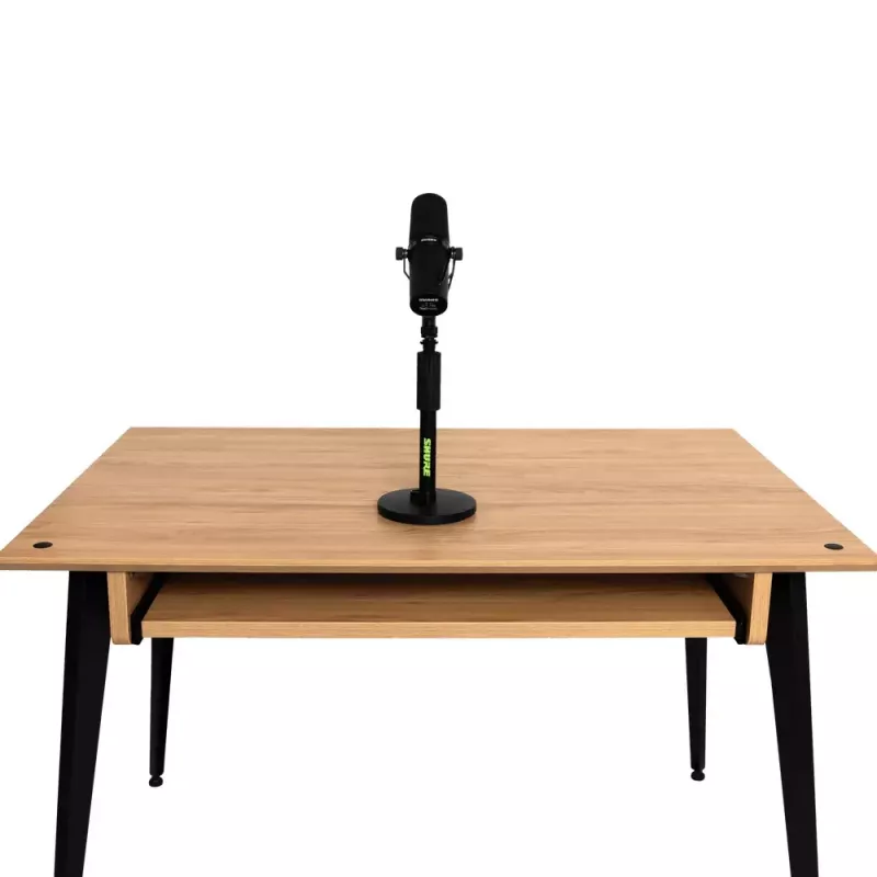 Galda mikrofona statīvs Shure SH-DESKTOP1, apaļa metāla pamatne, 3/8 collu vītne, augstums 26,7–40,6 cm, melns