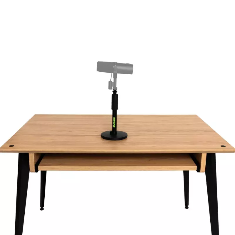 Galda mikrofona statīvs Shure SH-DESKTOP1, apaļa metāla pamatne, 3/8 collu vītne, augstums 26,7–40,6 cm, melns