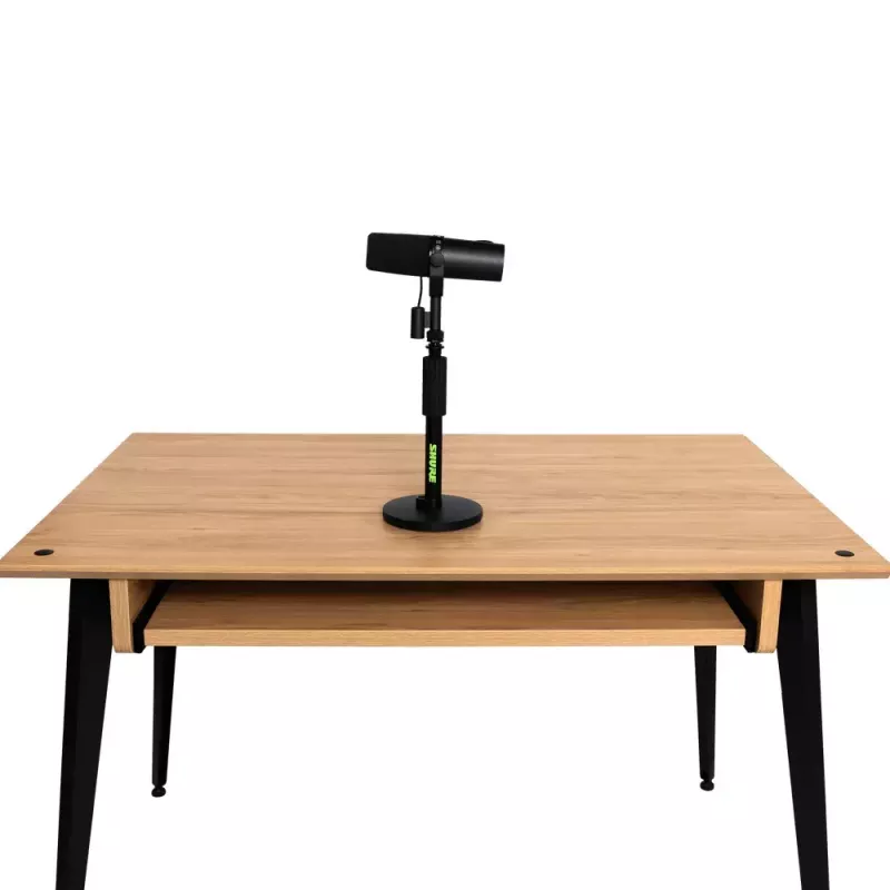 Galda mikrofona statīvs Shure SH-DESKTOP1, apaļa metāla pamatne, 3/8 collu vītne, augstums 26,7–40,6 cm, melns