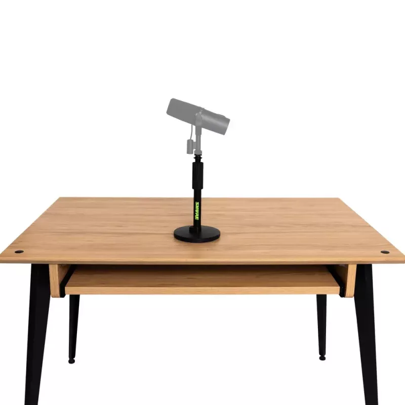 Galda mikrofona statīvs Shure SH-DESKTOP1, apaļa metāla pamatne, 3/8 collu vītne, augstums 26,7–40,6 cm, melns