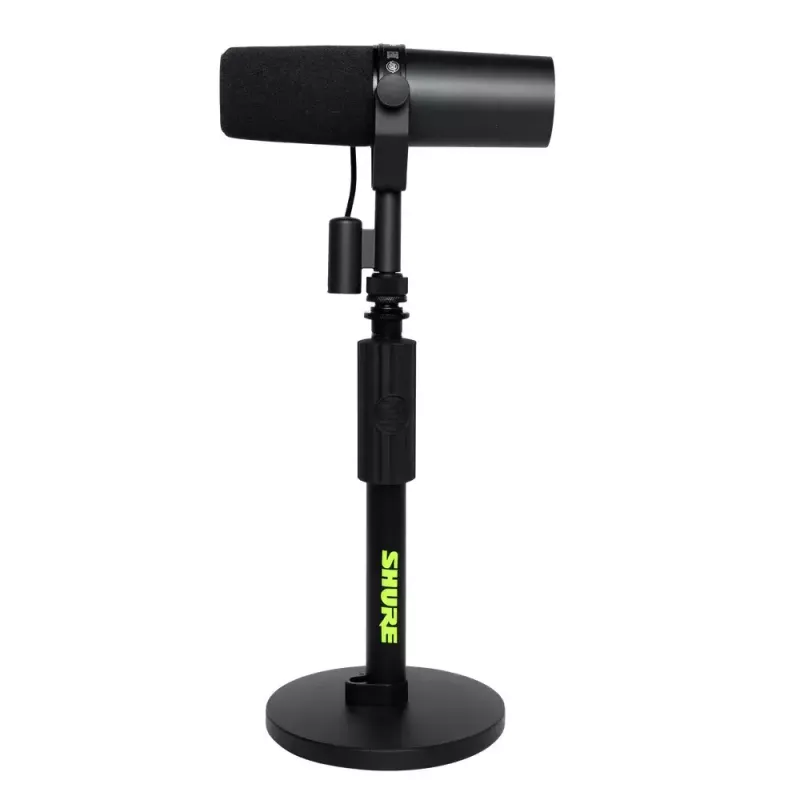 Galda mikrofona statīvs Shure SH-DESKTOP1, apaļa metāla pamatne, 3/8 collu vītne, augstums 26,7–40,6 cm, melns