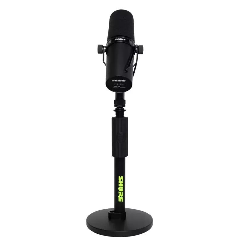 Galda mikrofona statīvs Shure SH-DESKTOP1, apaļa metāla pamatne, 3/8 collu vītne, augstums 26,7–40,6 cm, melns