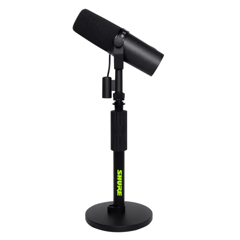 Galda mikrofona statīvs Shure SH-DESKTOP1, apaļa metāla pamatne, 3/8 collu vītne, augstums 26,7–40,6 cm, melns