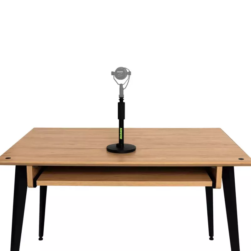 Galda mikrofona statīvs Shure SH-DESKTOP1, apaļa metāla pamatne, 3/8 collu vītne, augstums 26,7–40,6 cm, melns