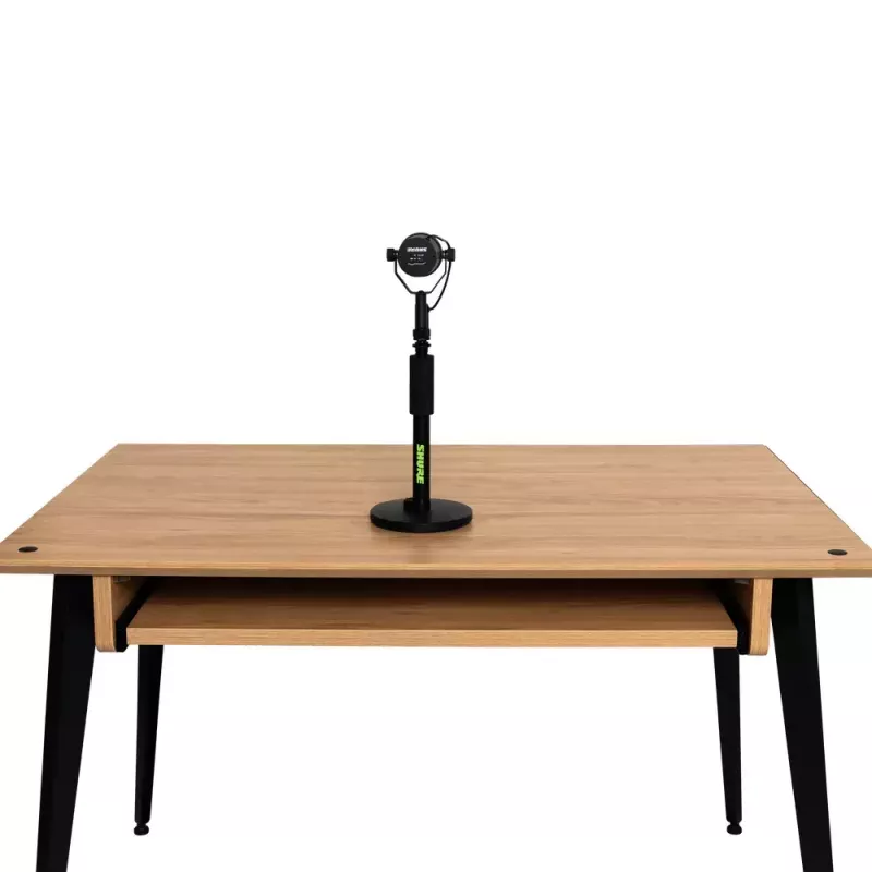 Galda mikrofona statīvs Shure SH-DESKTOP1, apaļa metāla pamatne, 3/8 collu vītne, augstums 26,7–40,6 cm, melns