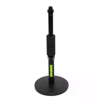 Galda mikrofona statīvs Shure SH-DESKTOP1, apaļa metāla pamatne, 3/8 collu vītne, augstums 26,7–40,6 cm, melns