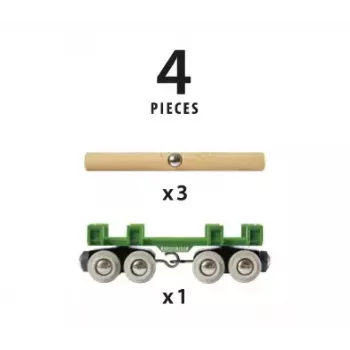 Ravensburger BRIO kokmateriālu iekraušanas vagons modeļu dzelzceļa piederums, 4 gab., daudzkrāsains