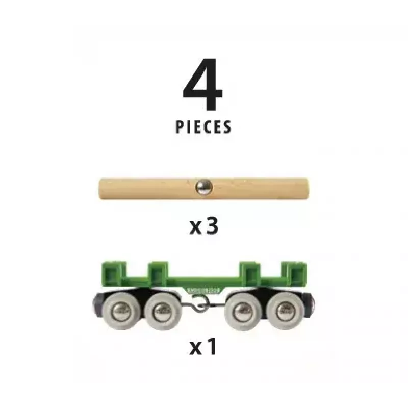 Ravensburger BRIO kokmateriālu iekraušanas vagons modeļu dzelzceļa piederums, 4 gab., daudzkrāsains